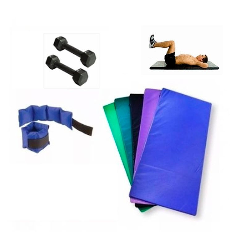 Set Gym Colchoneta + Par Mancuernas + Par Tobilleras