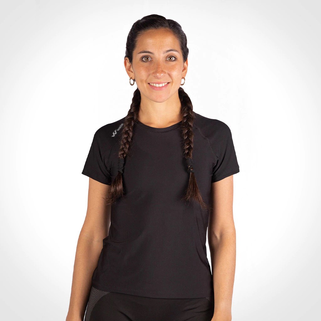 Remera Termica Manga Corta Mujer Flow NEGRA